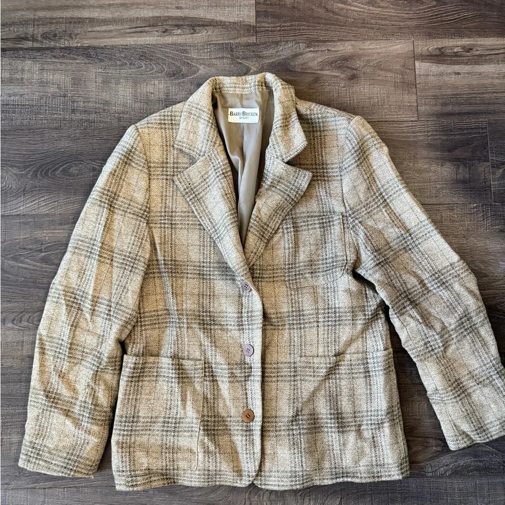 Classic Beige Plaid Blazer for Men